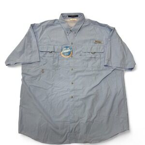 Columbia Bahama‎ PFG Fishing Shirt Mens 2XT UPF 50 Omni Shade Button Up NWT Blue